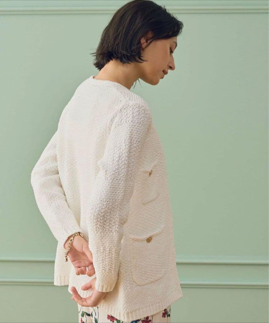 ✨️ANAYI アナイ コットンテープニットジャケット　白 36 S 金ボタン