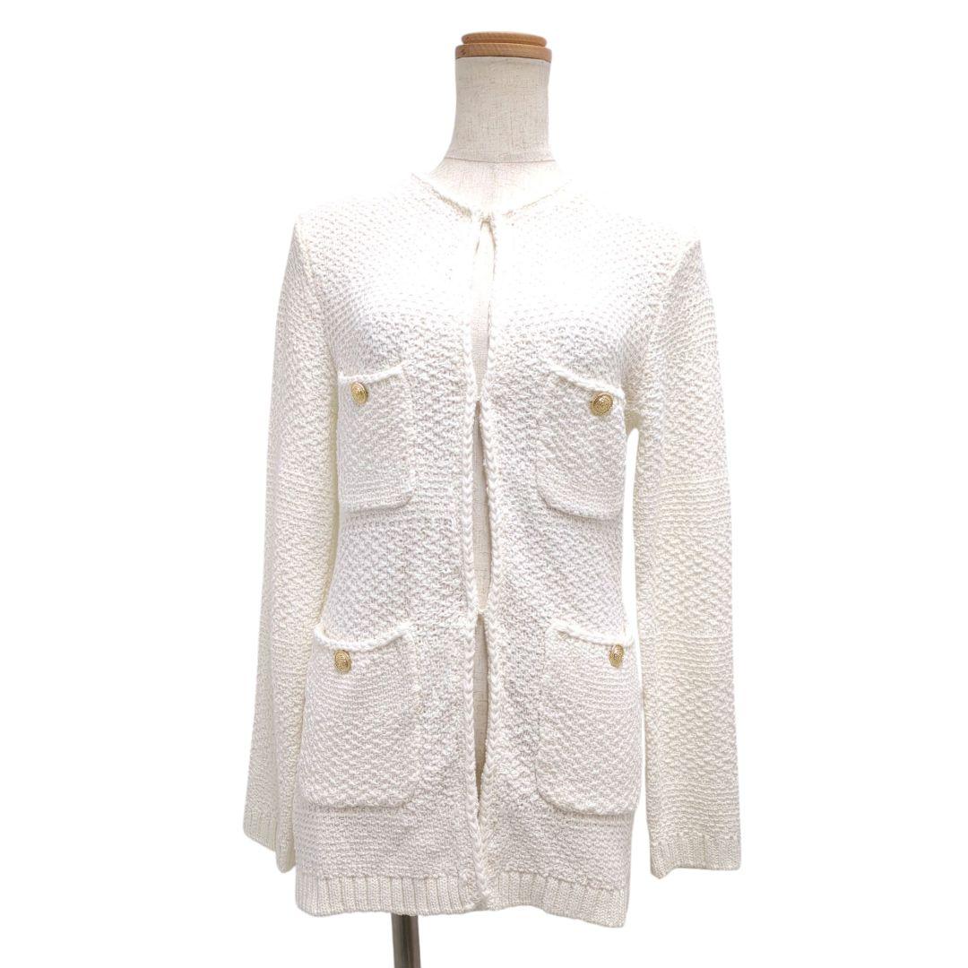 ✨️ANAYI アナイ コットンテープニットジャケット　白 36 S 金ボタン