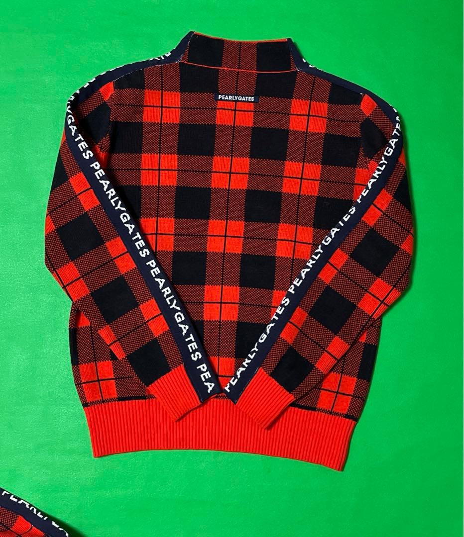 パーリーゲイツ　セットアップ　ニットスカート　モックネックセーター　ゴルフウエア