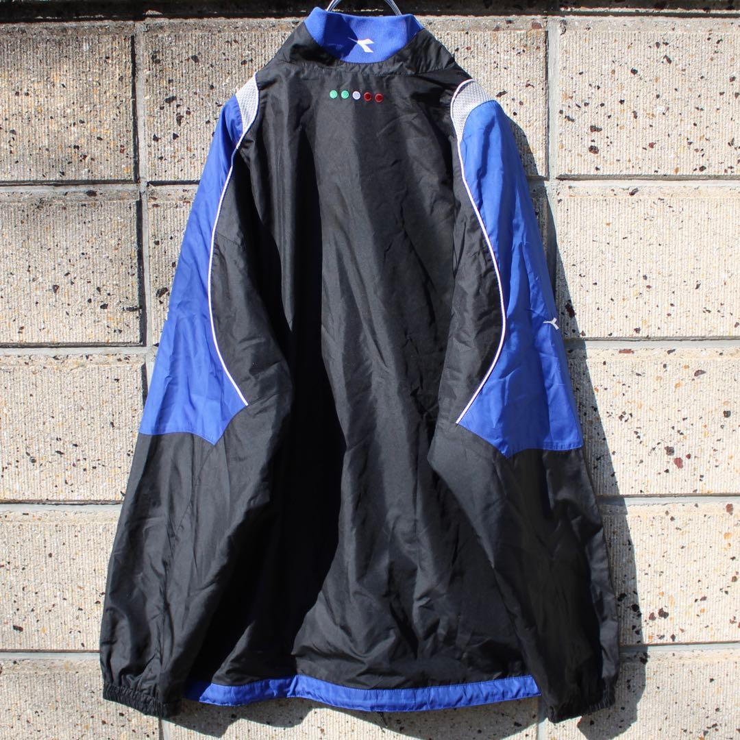 DIADORA 各所ロゴ刺繍入り 大きめ 2枚生地 古着 フルジップジャケット