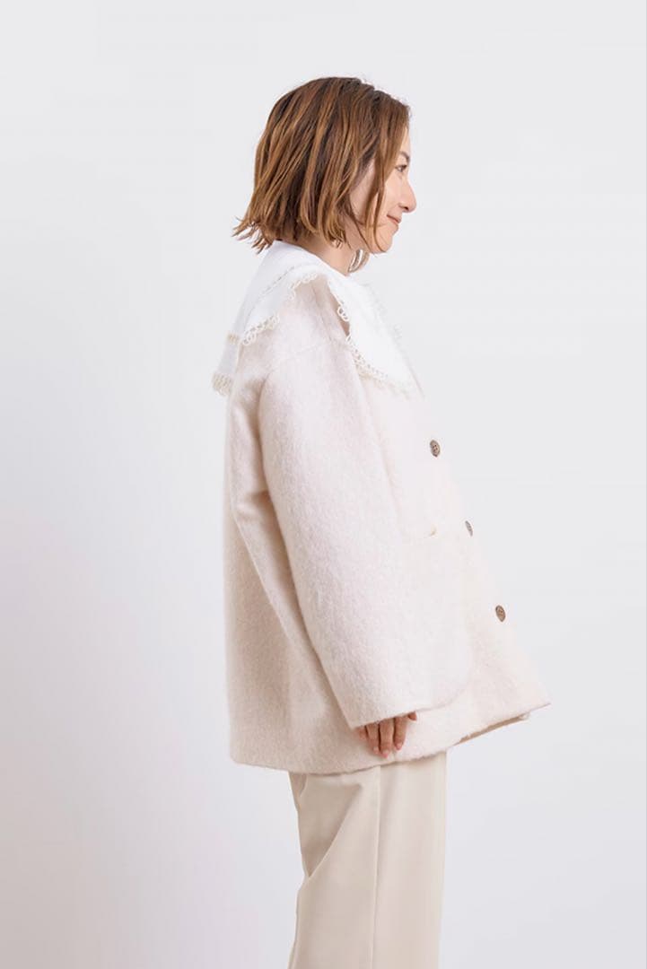 yori ウールモヘアシャギージャケット ベビーピンク 試着のみ