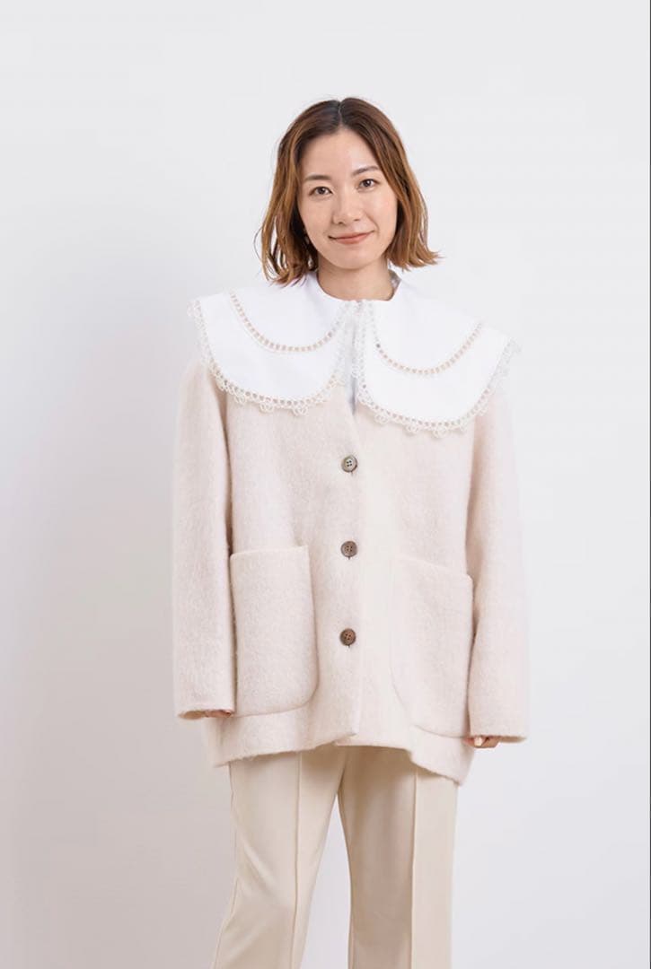 yori ウールモヘアシャギージャケット ベビーピンク 試着のみ