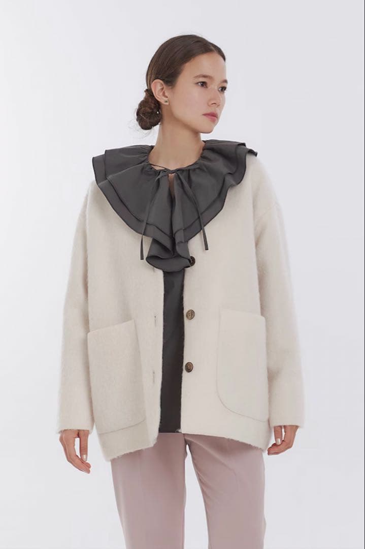 yori ウールモヘアシャギージャケット ベビーピンク 試着のみ