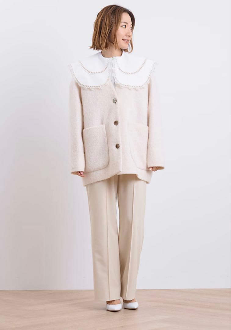 yori ウールモヘアシャギージャケット ベビーピンク 試着のみ