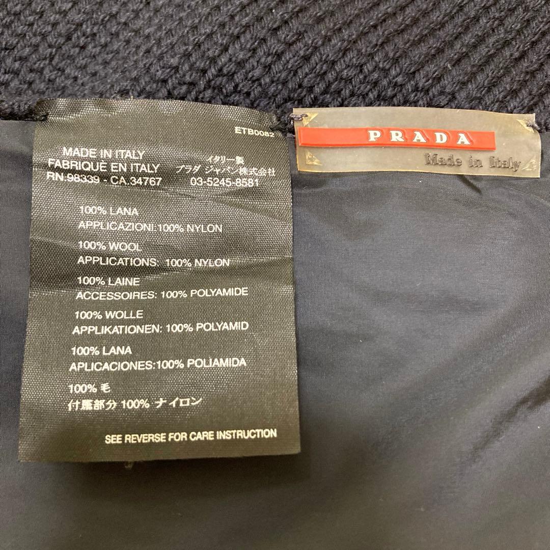 美品！PRADA SPORTSプラダスポーツ　ウール×ナイロンマフラー　ネイビー