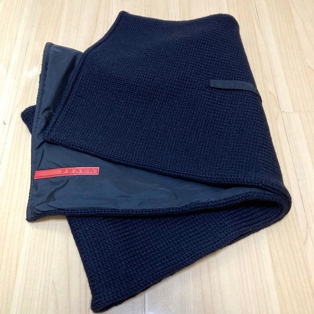 美品！PRADA SPORTSプラダスポーツ　ウール×ナイロンマフラー　ネイビー