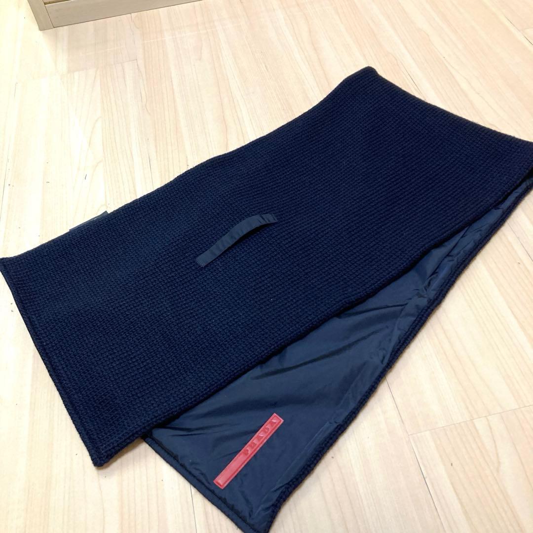 美品！PRADA SPORTSプラダスポーツ　ウール×ナイロンマフラー　ネイビー