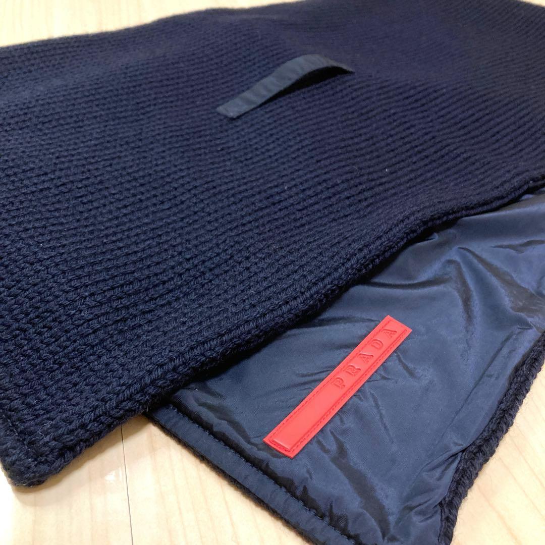 美品！PRADA SPORTSプラダスポーツ　ウール×ナイロンマフラー　ネイビー