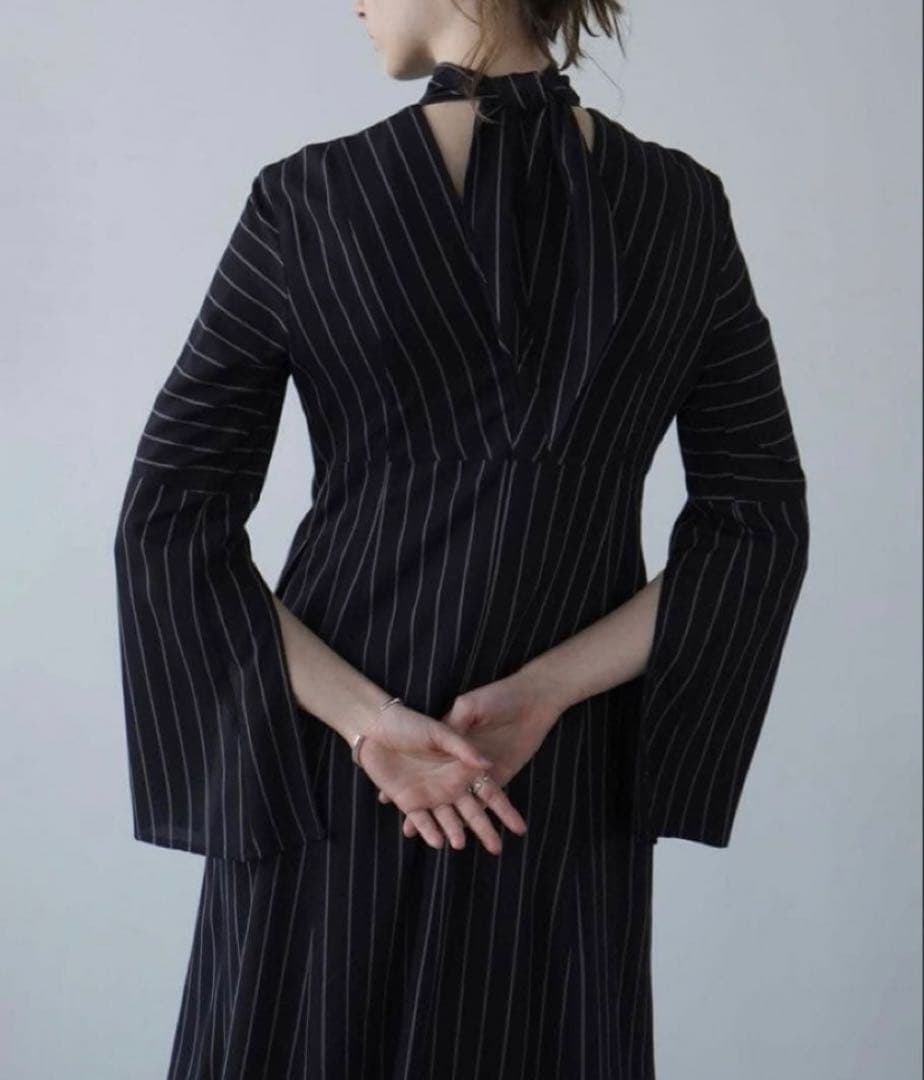 新品✨CLANE ストライプ タイアレンジ フレアワンピース　ロング　マキシ丈