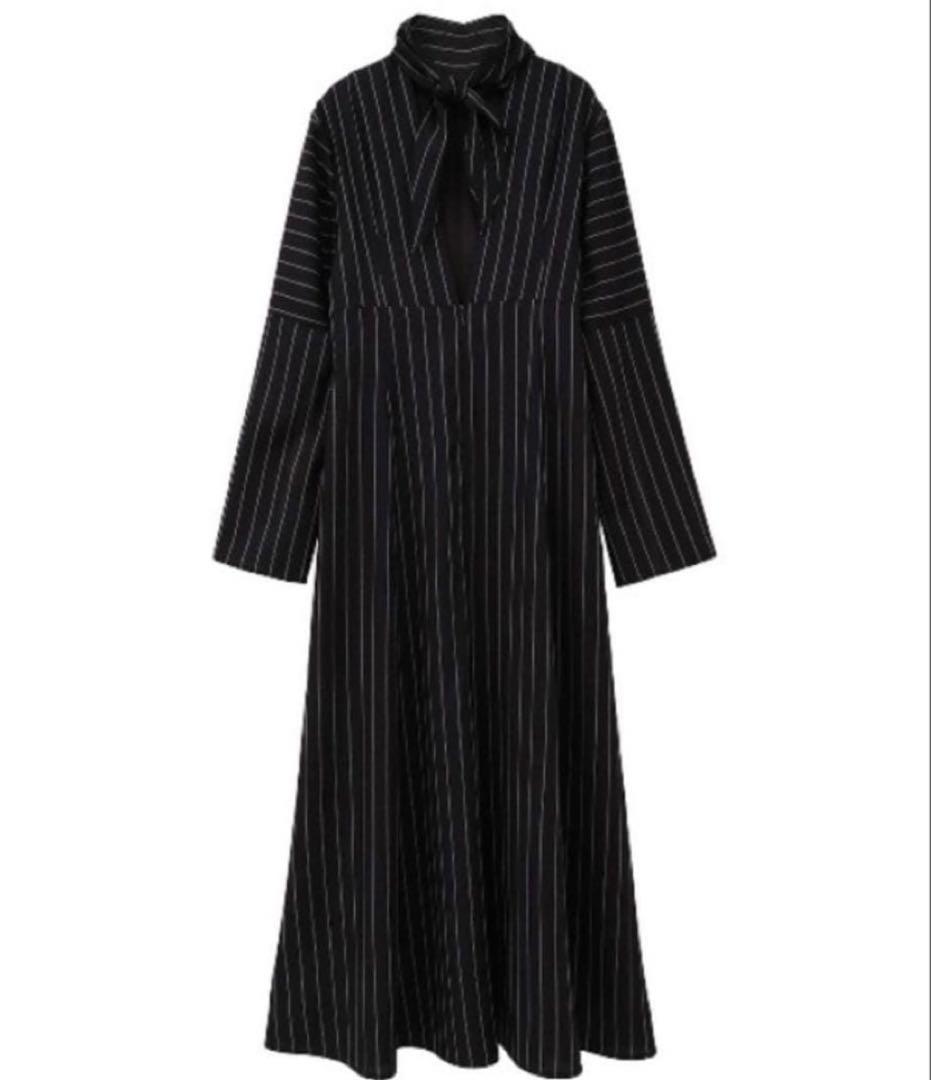 新品✨CLANE ストライプ タイアレンジ フレアワンピース　ロング　マキシ丈
