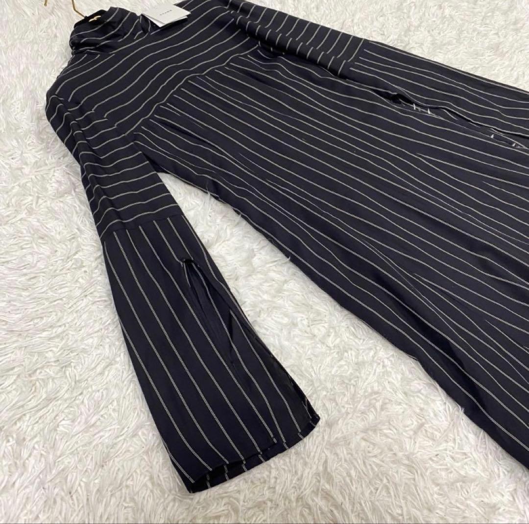 新品✨CLANE ストライプ タイアレンジ フレアワンピース　ロング　マキシ丈