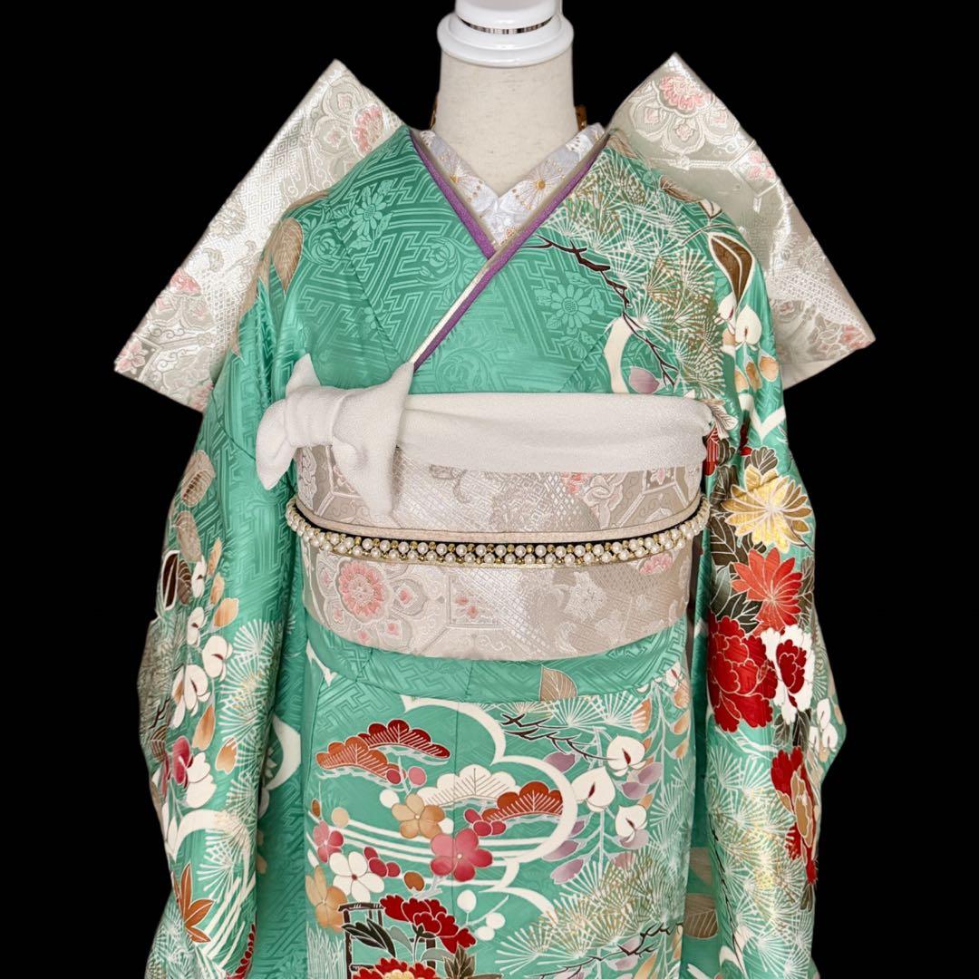 極上　美品振袖フルセット　手挿し友禅　正絹長襦袢　古典柄　成人式　155〜165