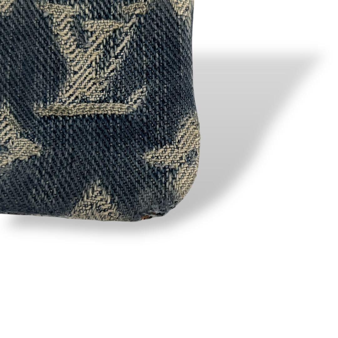 良品　ルイヴィトン　デニム　ケース　ポシェットクレ　モノグラム　キャンバス