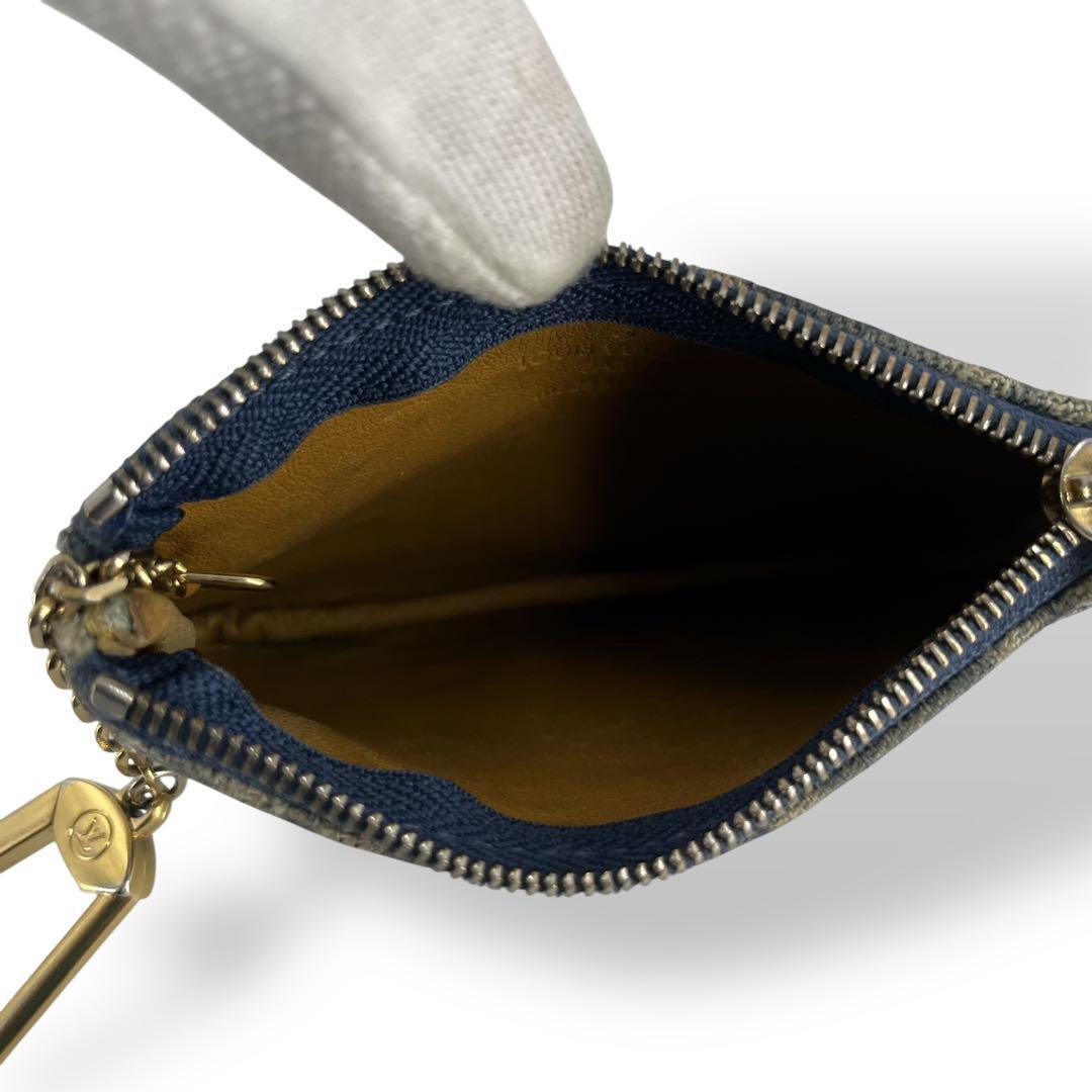 良品　ルイヴィトン　デニム　ケース　ポシェットクレ　モノグラム　キャンバス