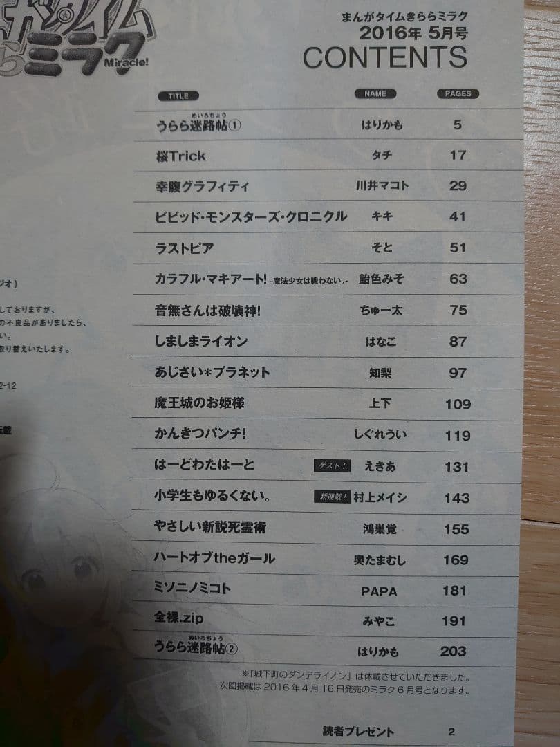 まんがタイムきららミラク 2016年1月号～12月号セット