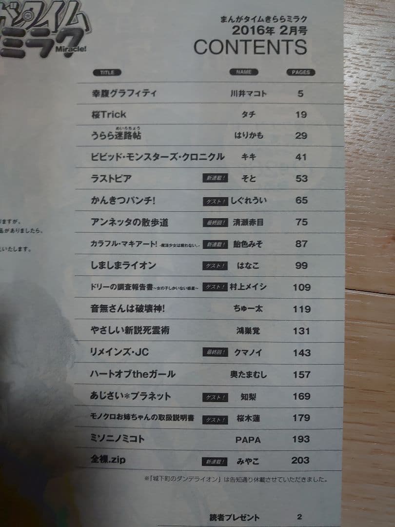 まんがタイムきららミラク 2016年1月号～12月号セット