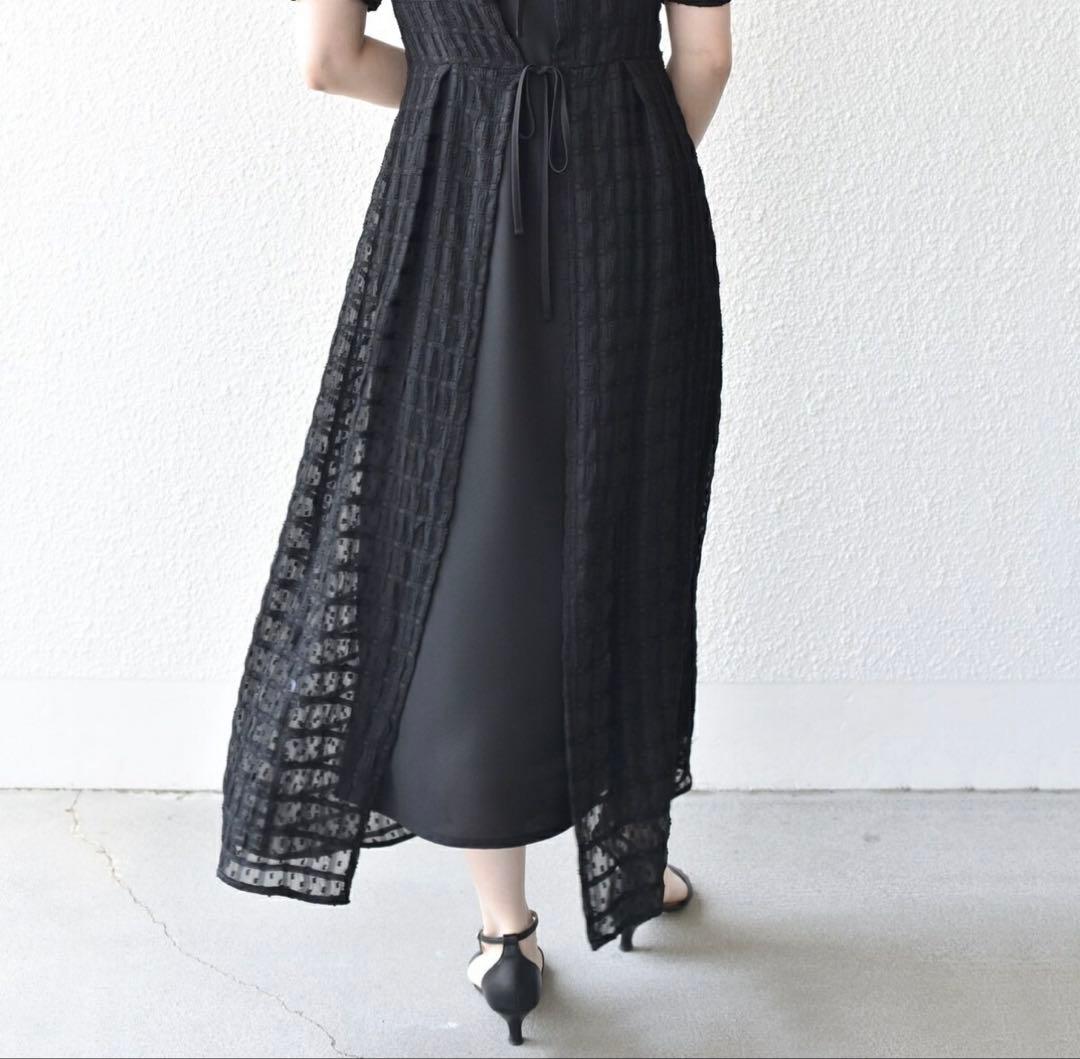 新品★kaene カエン　ドットドビーエプロンドレス　ブラック