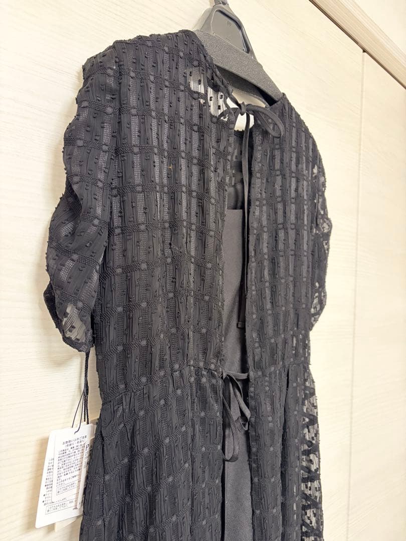 新品★kaene カエン　ドットドビーエプロンドレス　ブラック