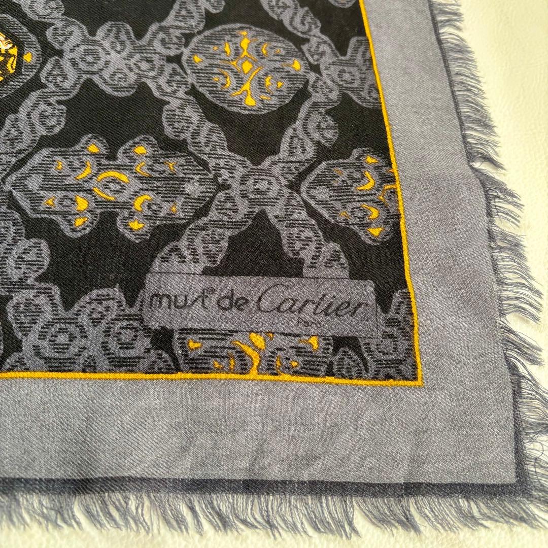【カルティエ】マストライン パンテール 大判ストール ショール ウール シルク