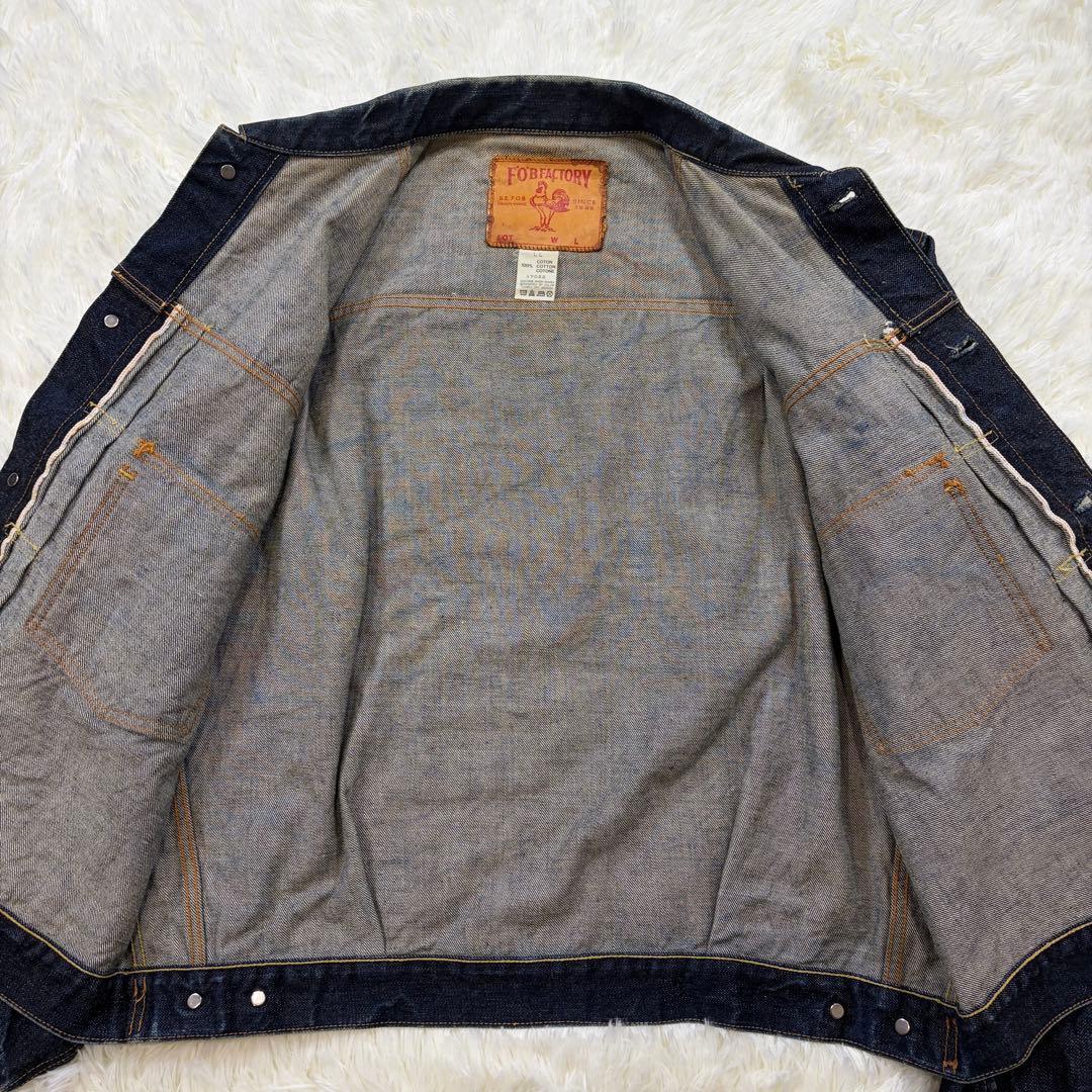 希少XL FOBファクトリー デニムジャケット 2ndタイプ 赤耳 濃紺