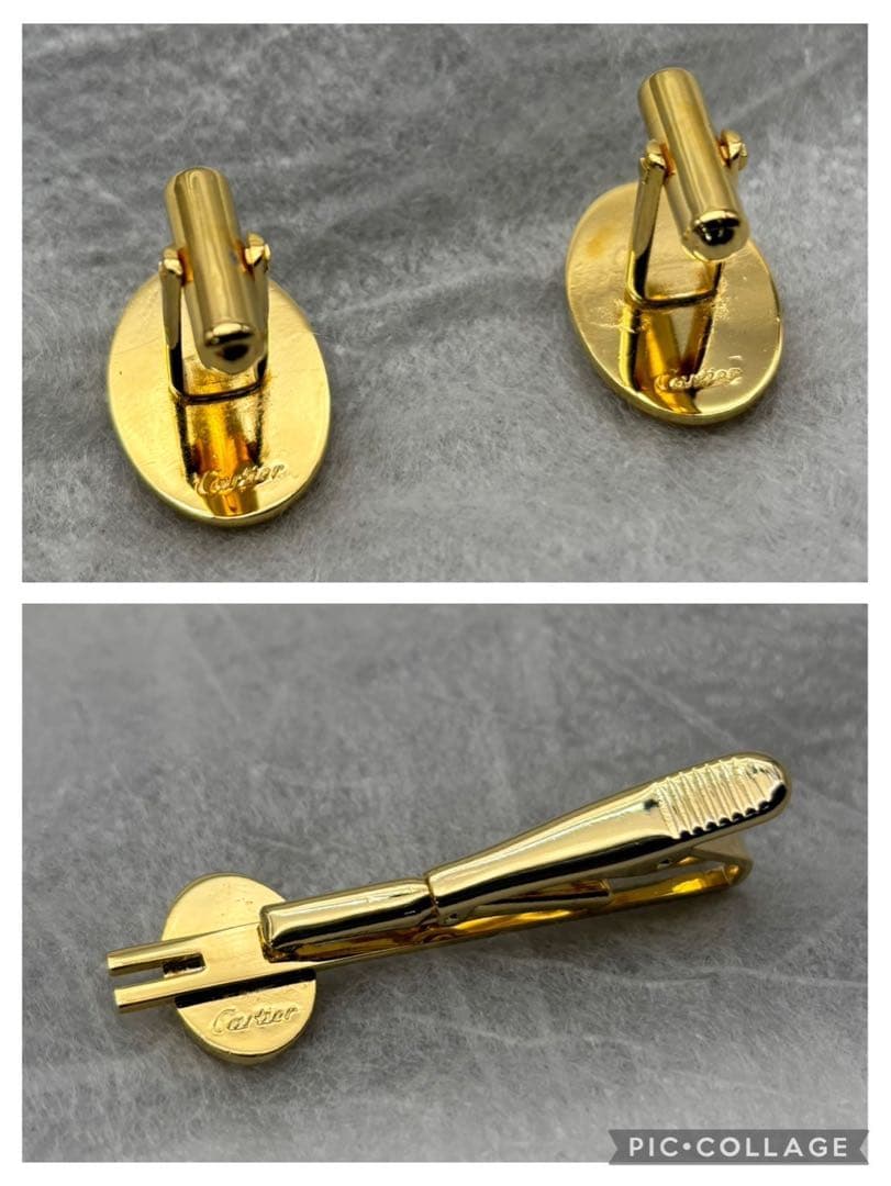 極美品Cartier カルティエ　2Cカフリンクス・タイピンセット高周波洗浄済