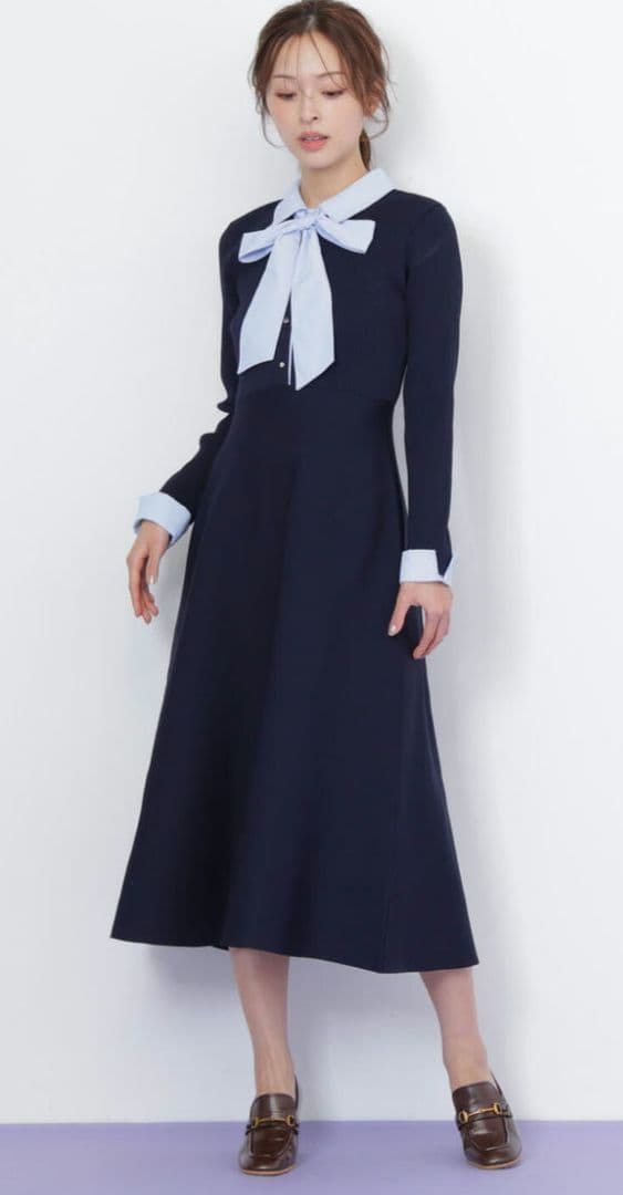 【新品】ジルバイジルスチュアート　シャツ襟ドッキングニットワンピース