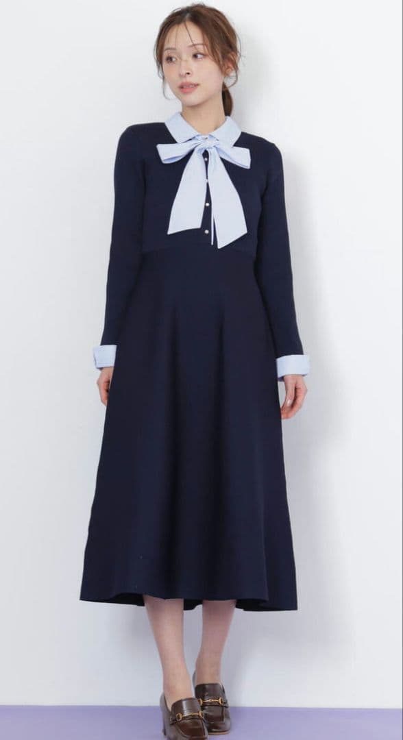 【新品】ジルバイジルスチュアート　シャツ襟ドッキングニットワンピース