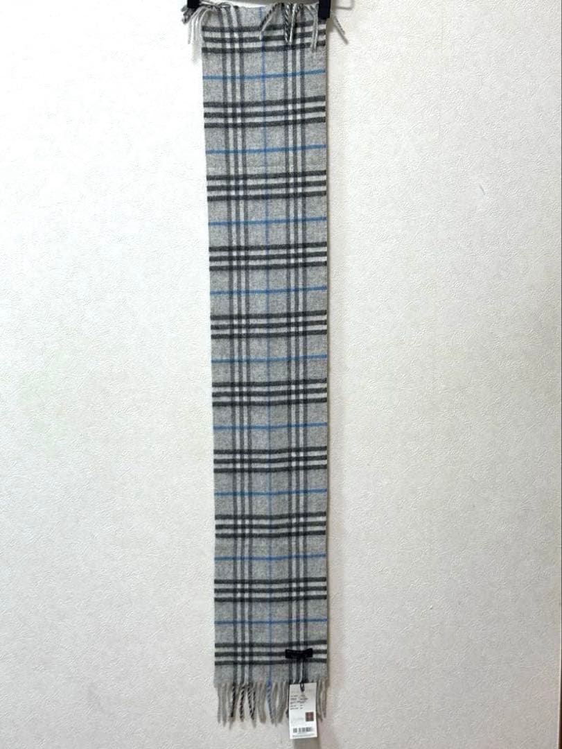 【未使用】BURBERRYバーバリーロンドン ラムウール マフラー グレー