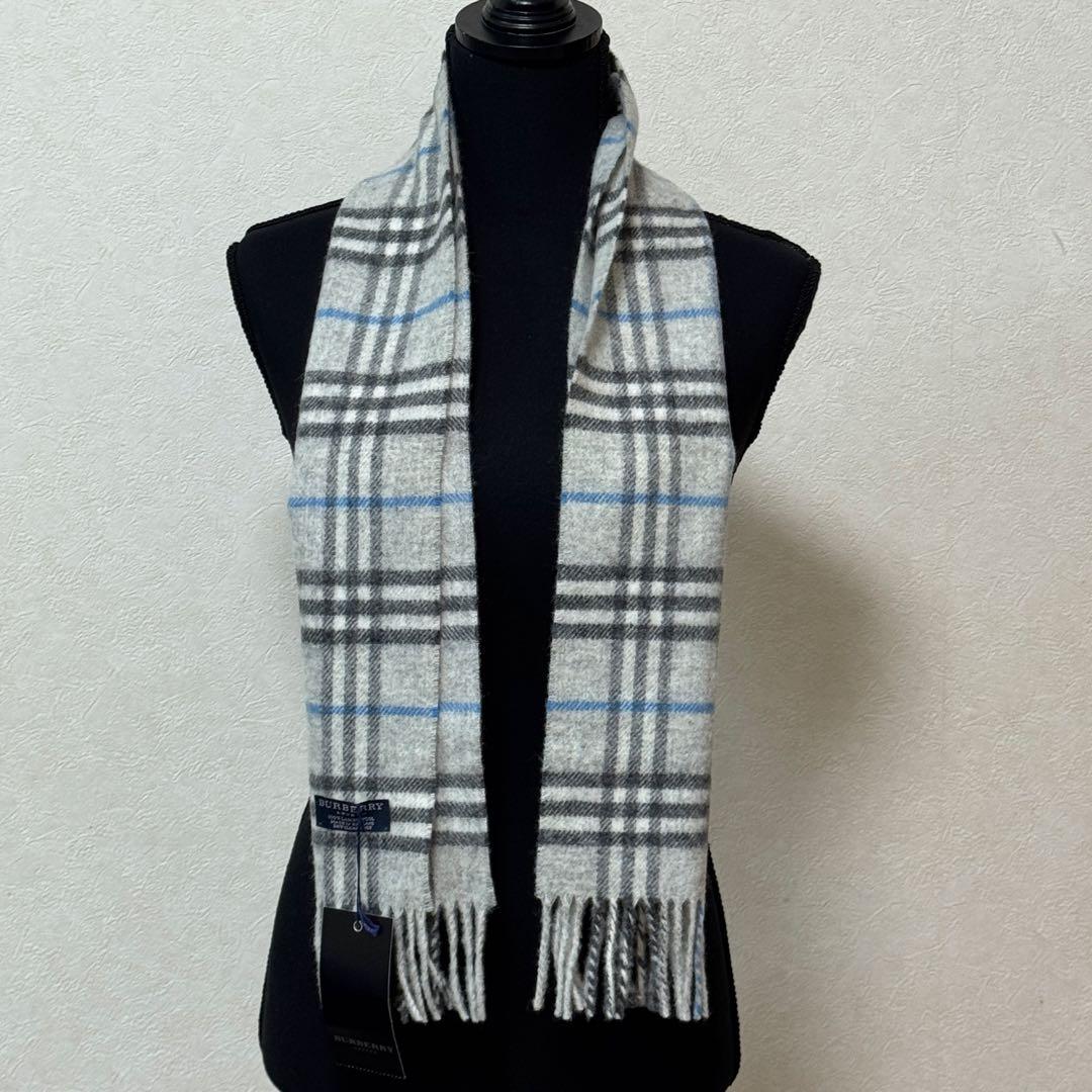 【未使用】BURBERRYバーバリーロンドン ラムウール マフラー グレー