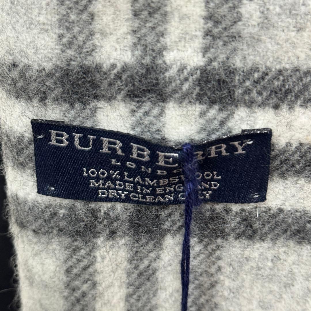 【未使用】BURBERRYバーバリーロンドン ラムウール マフラー グレー