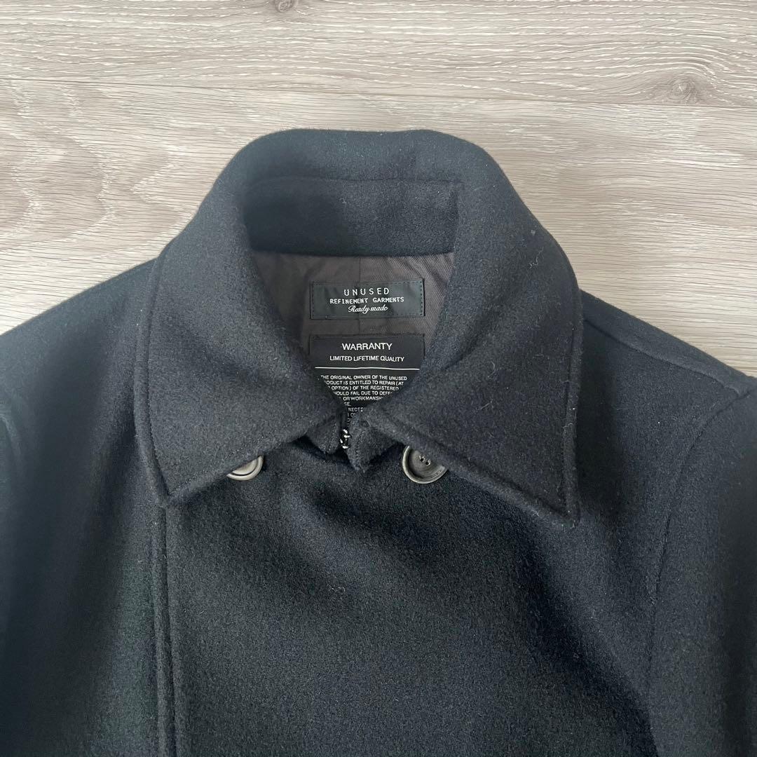 UNUSED アンユーズド ウールメルトン ピーコート ブラック Pコート 3