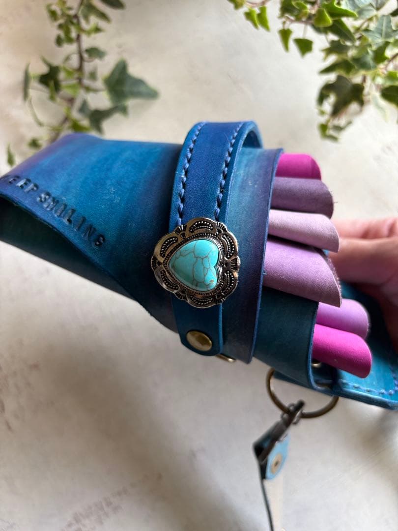 手染めブルーグラデのシザーケース