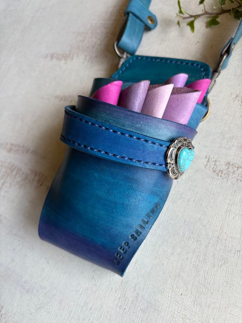 手染めブルーグラデのシザーケース