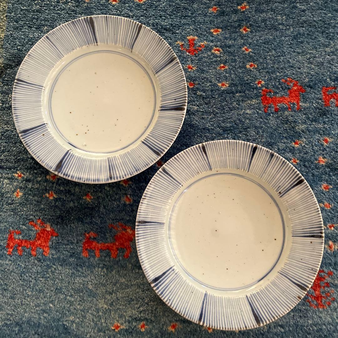 【新品未使用】砥部焼中田窯　リム皿6寸　2枚　7寸皿2枚