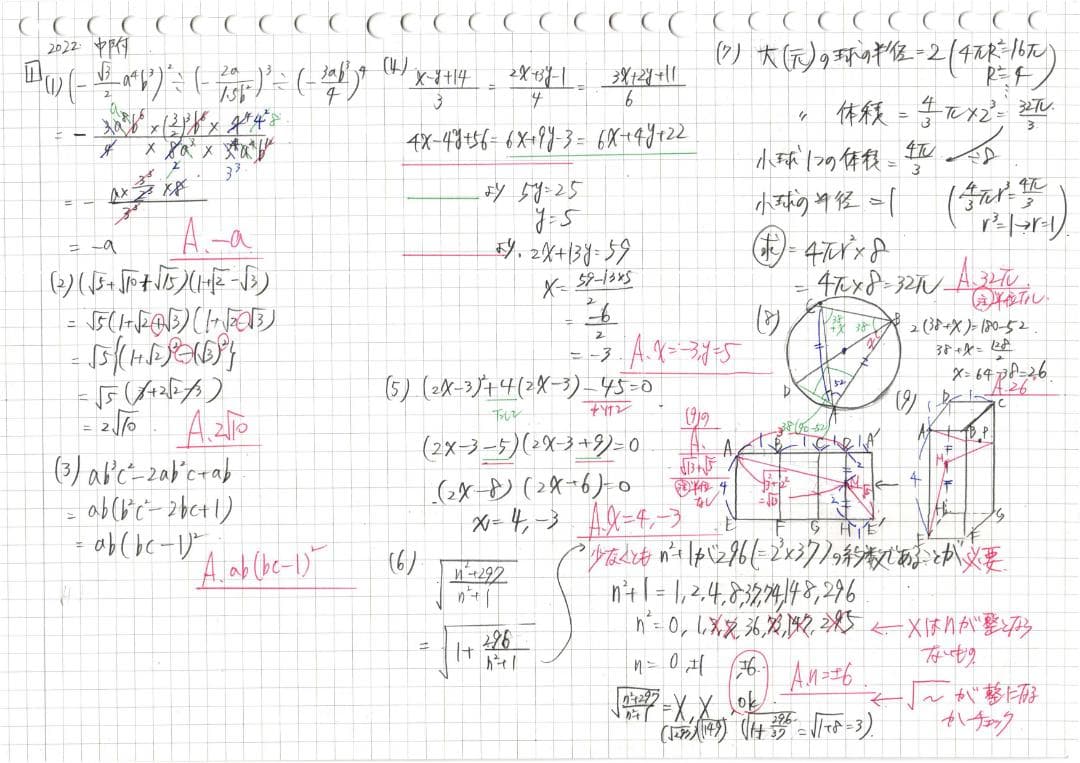 塾講師オリジナル数学解説 全問動画付!! 中附 2019～25 高校入試 過去問