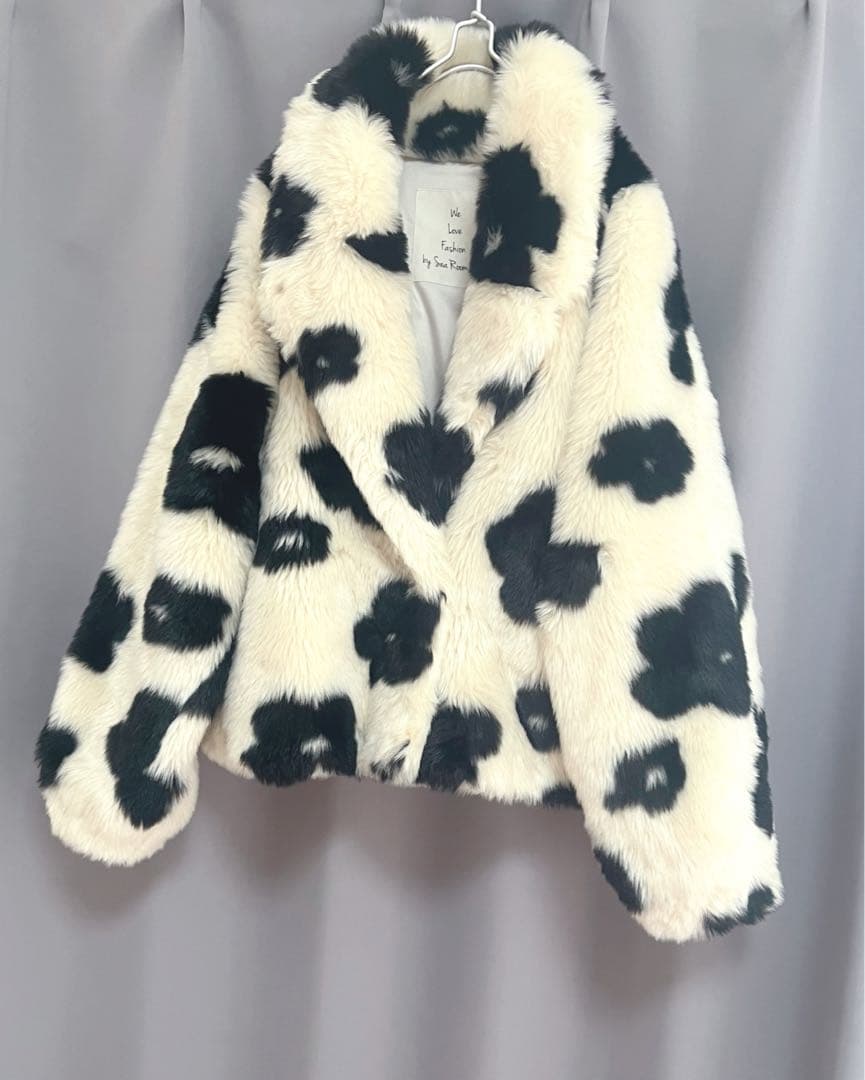 sea room lynn お花モチーフ柄ファーコート 個性的 大きいサイズ