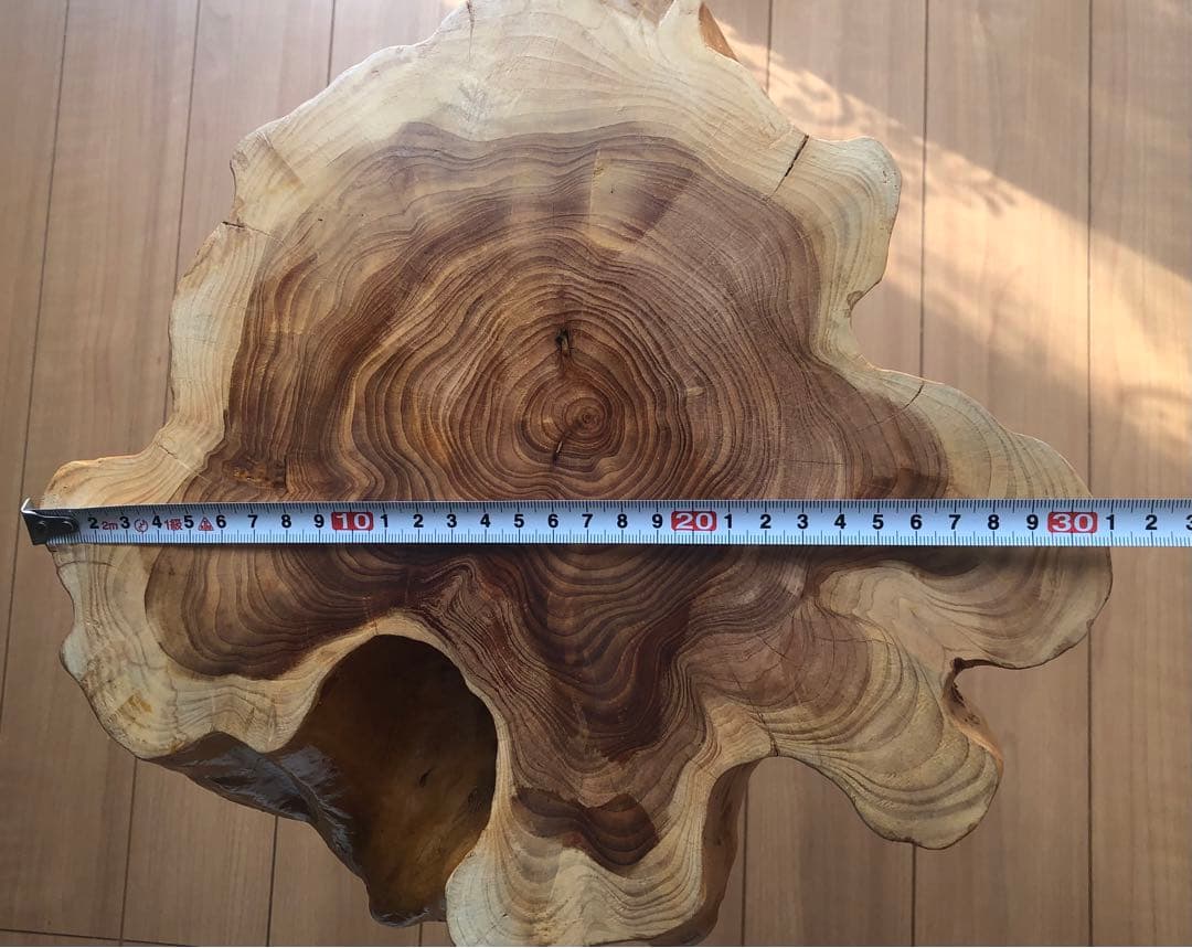 切り株　コーヒーテーブル　ゴールド色アイアン脚