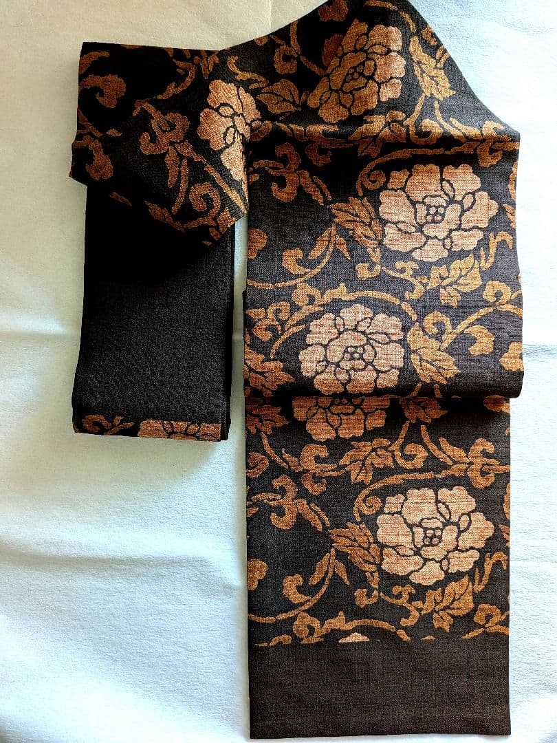 名古屋帯　紬　型染　未使用