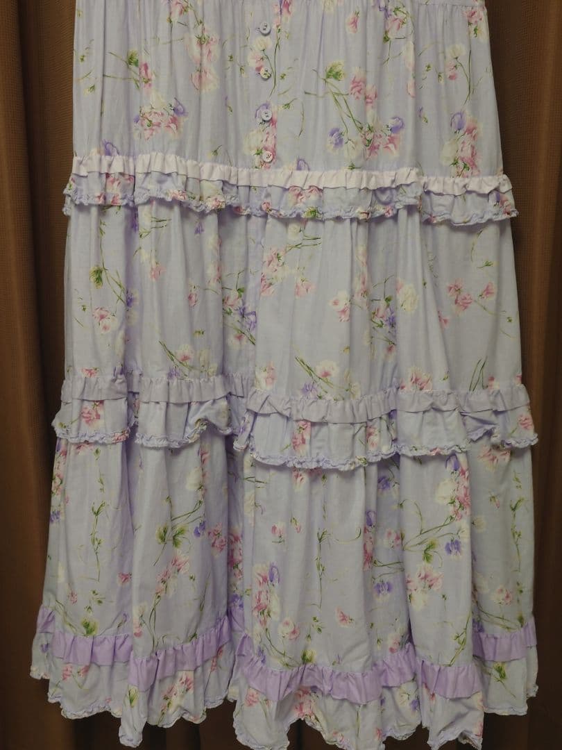 ピンクハウス　スイートピー柄　ノースリーブロングワンピース