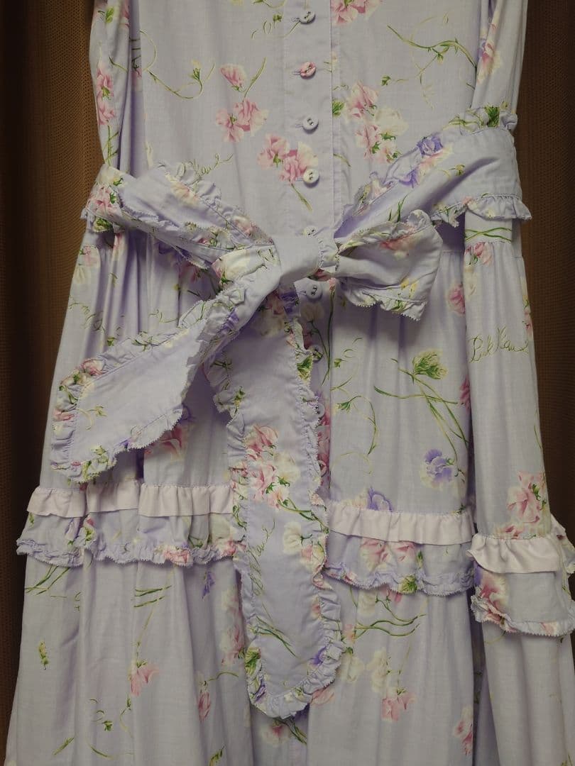 ピンクハウス　スイートピー柄　ノースリーブロングワンピース