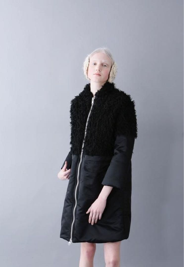 タグ付♡スナオクワハラコレクションモデル ナイロンツイルヴィンテージファーコート