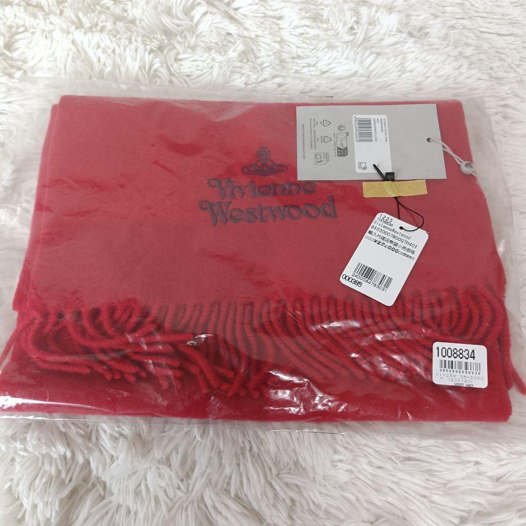 未使用 【タグ付き】ヴィヴィアンウエストウッド マフラー 刺繍 レディース 赤