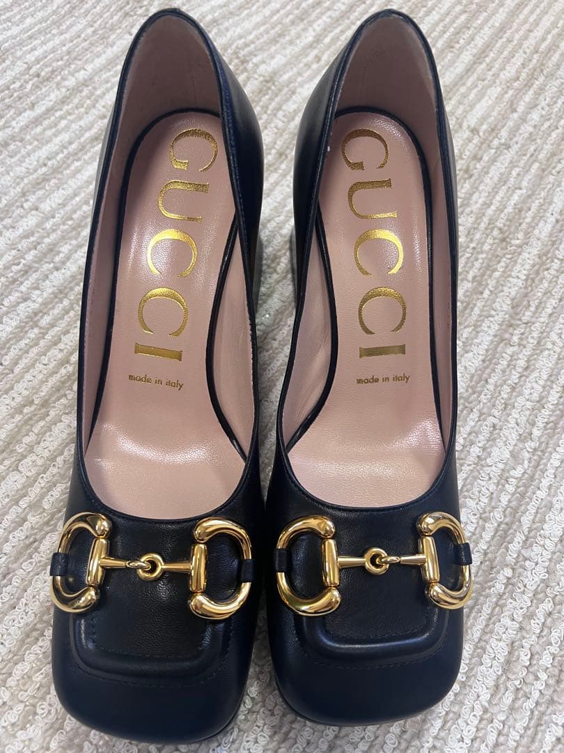 GUCCI ホースビット パンプス 本革 黒 ゴールド金具 36 1/2