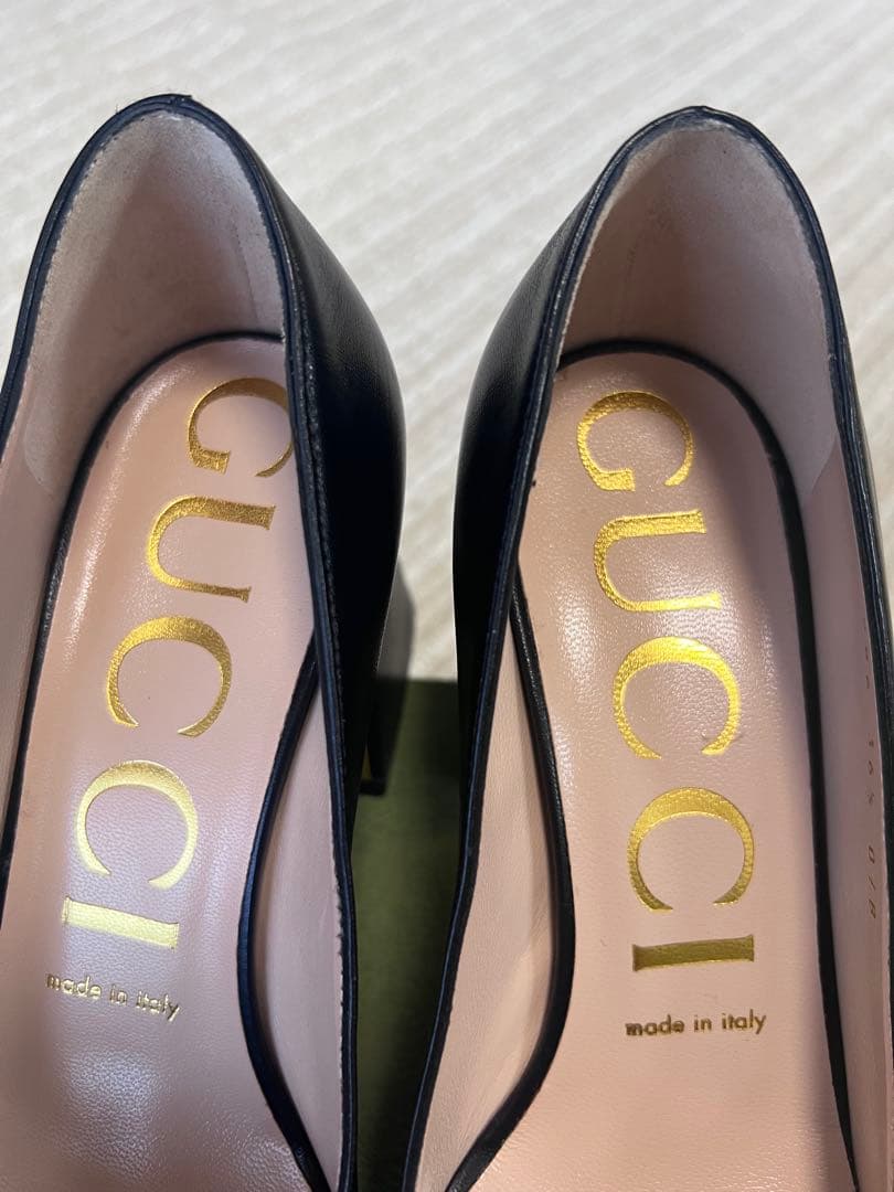 GUCCI ホースビット パンプス 本革 黒 ゴールド金具 36 1/2