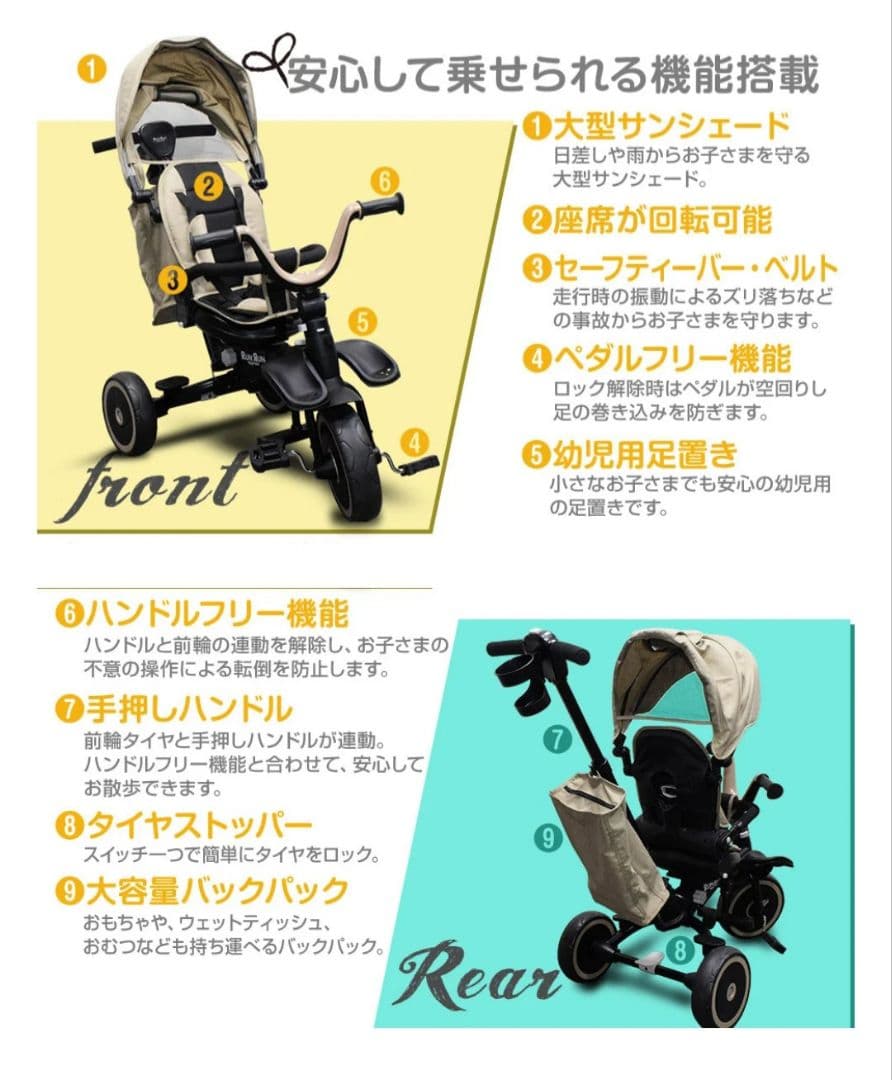 折り畳み三輪車 変形機能付き　子供用三輪車