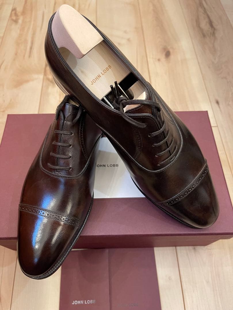 英国製新品JOHN LOBBジョンロブ フィリップ2最高級ライン濃茶 UK8.5