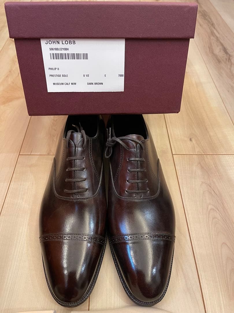 英国製新品JOHN LOBBジョンロブ フィリップ2最高級ライン濃茶 UK8.5