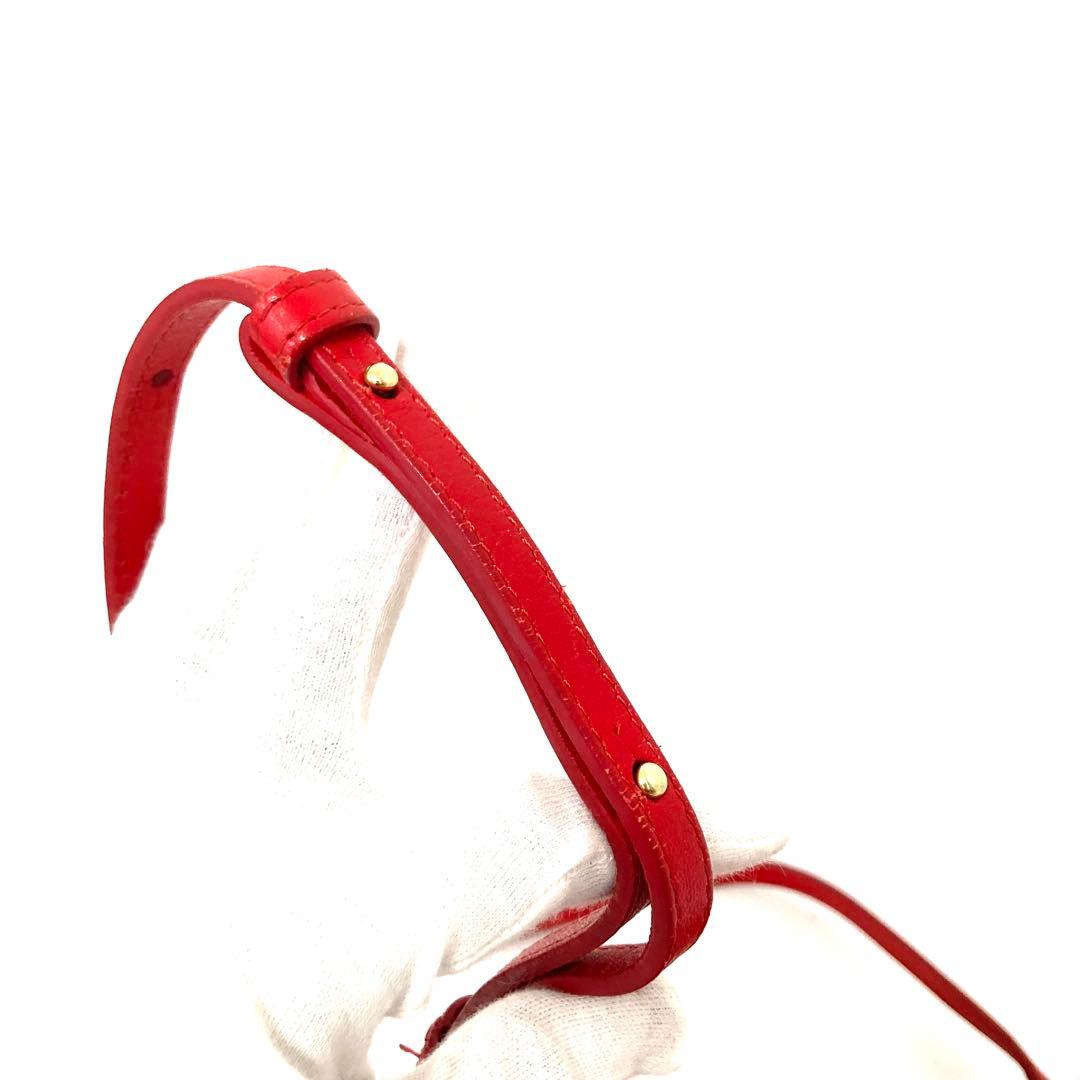 CELINE セリーヌ トリオ　ショルダーバッグ　レザー　赤　レッド 旧ロゴ