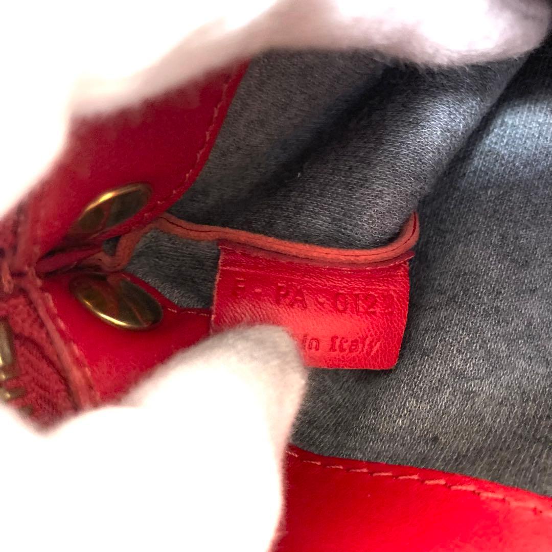 CELINE セリーヌ トリオ　ショルダーバッグ　レザー　赤　レッド 旧ロゴ