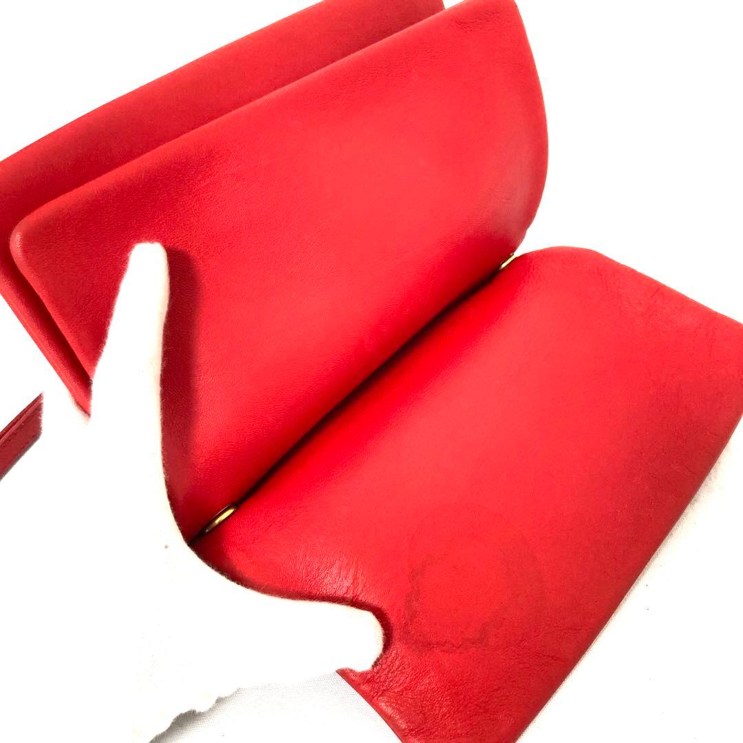 CELINE セリーヌ トリオ　ショルダーバッグ　レザー　赤　レッド 旧ロゴ